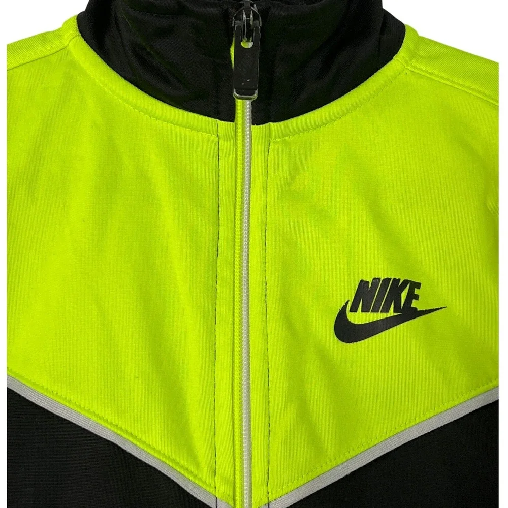 Nike Kids Neon Green Black Full Zip Track Suit Jacket Sporty Boys 6 Classic Bold